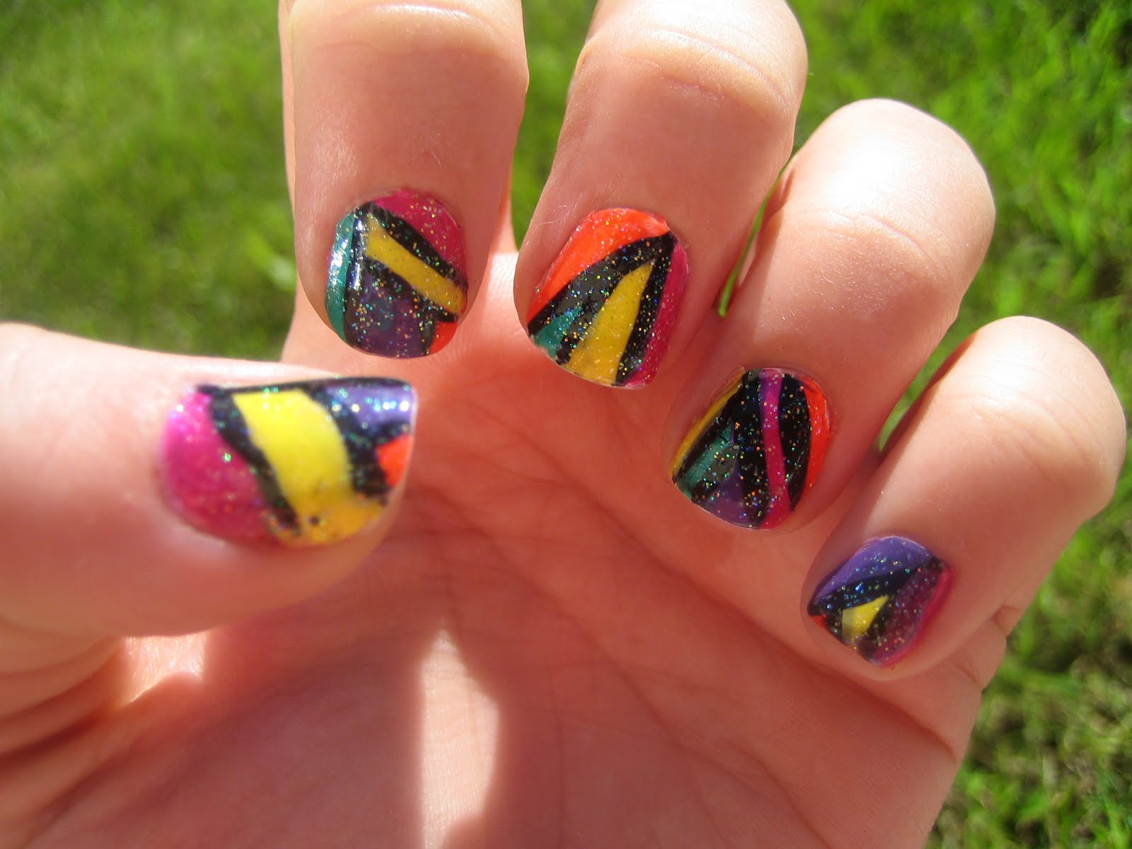 nail art with neon color