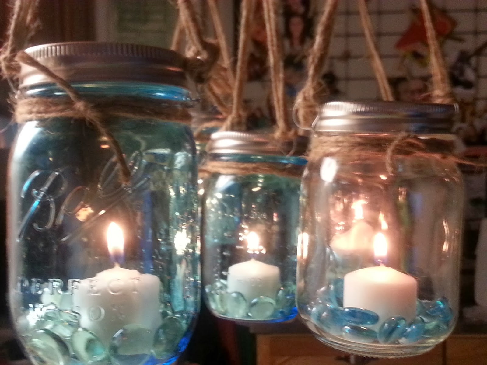 Freckles 'n' Family: Mason Jars - Rustic Industrial Hanging Tea Lights