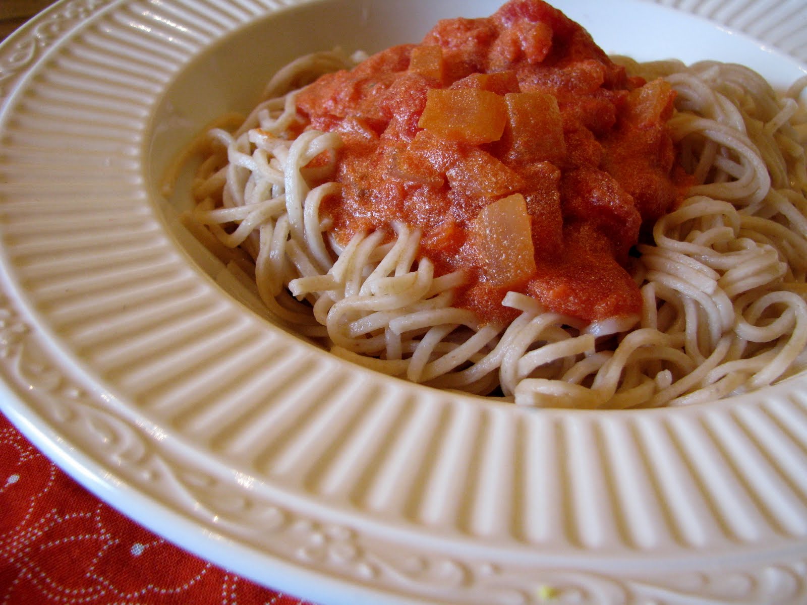 scratchmade wife Whole Wheat Spaghetti and Light Vodka Sauce