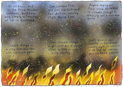 cartoonist Leunig on the bushfires and the Prime Minister's attitude