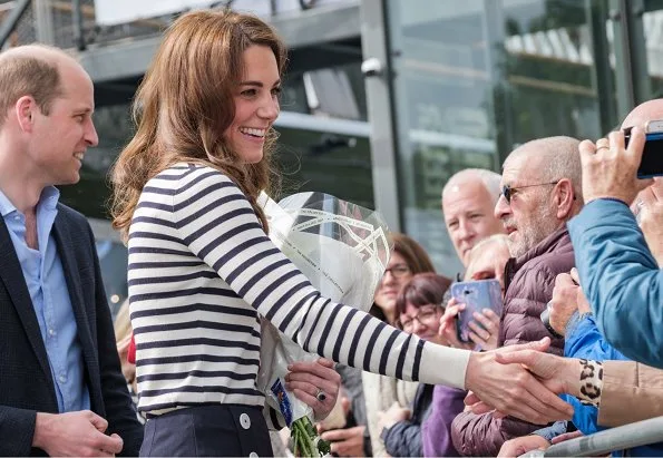 Kate Middleton's trousers are the L.K. Bennett Parker style. L.K. Bennett sweater. Rupert Sanderson Malory suede pumps