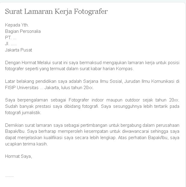 20+ Contoh Surat Lamaran Kerja Ahli Gizi Dalam Bahasa