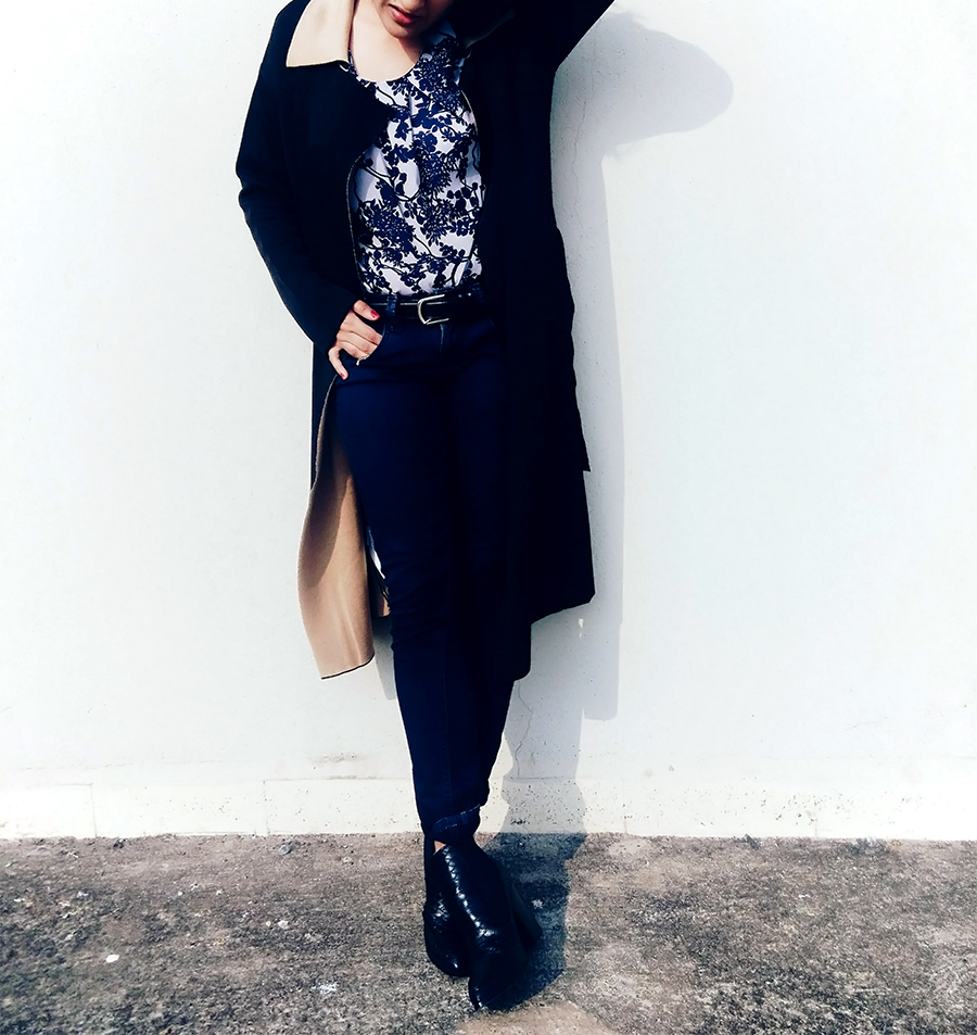 BLACK MEETS NAVY | STYLE PANORAMA: FASHION AND ILLUSTRATION BLOG FROM DHEERA JOSHI Mango black ankle length boots,personal style blog