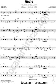  Trombón, Tuba Elicón y Bombardino Partitura de Angie The Rolling Stones Sheet Music for Trombone, Tube, Euphonium Music Scores (tuba en 8ª baja)