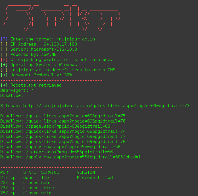 Striker Offensive Information And Vulnerability Scanner For Website