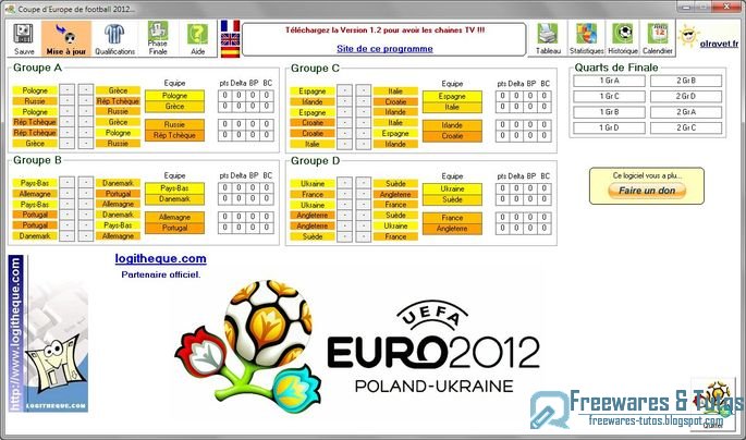 Coupe d'Europe 2012 un logiciel gratuit pour suivre le championnat d