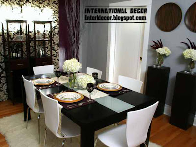 modern black dining table with white chairs, Spanish dining room furniture 2015