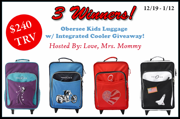 Obersee Kids Luggage w/ Integrated Cooler Giveaway
