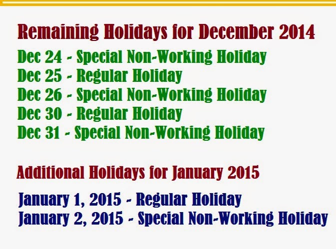 Remaining Holidays For December 2014 Plan Your Holiday Vacation