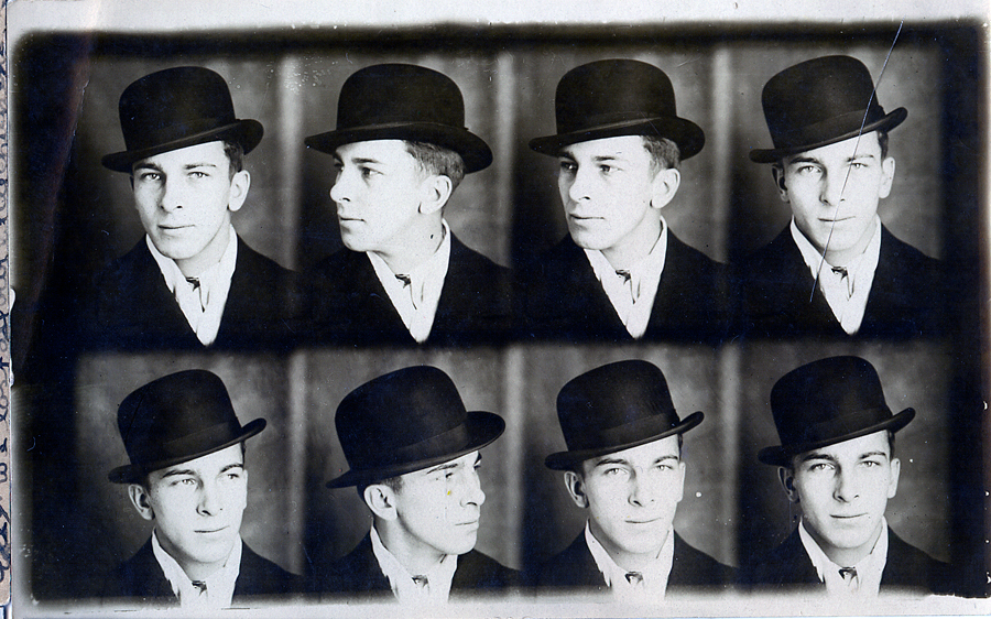 A POSTCARD ALMANAC Eight Men Wearing The Same Hat
