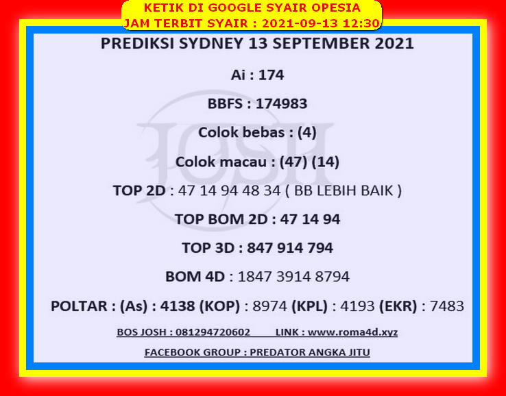 Syair Toto Sydney 13 September 2021 Royal Syair Syair Toto Sydney 13 September 2021 Royal Syair