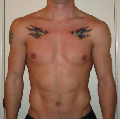 Pássaros voando tatuagem para homens no peito