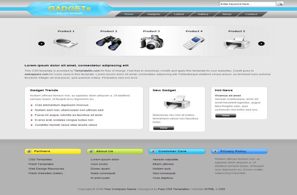 Grey Blue Technology Free CSS HTML Website Template