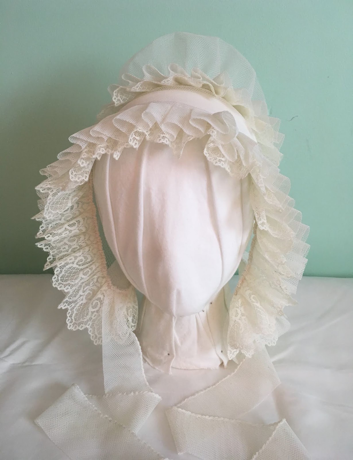 The Sewphisticate: 1830s Cap of Lace, Net & Ribbon