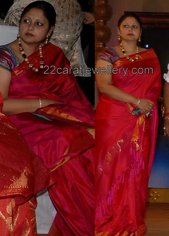 Jayasudha in Pink Pure Mysore Silk Saree Saree Blouse Patterns