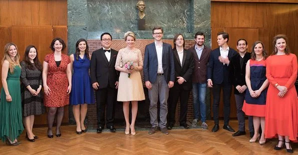 Queen Mathilde attended award ceremony of the Queen Elisabeth Competition for Voice 2018 held at Music Chapel. Samuel Hasselhorn