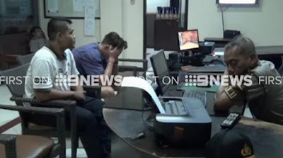 Murphy was taken to Denpasar police station. (9NEWS) Murphy was taken to Denpasar police station. (9NEWS)