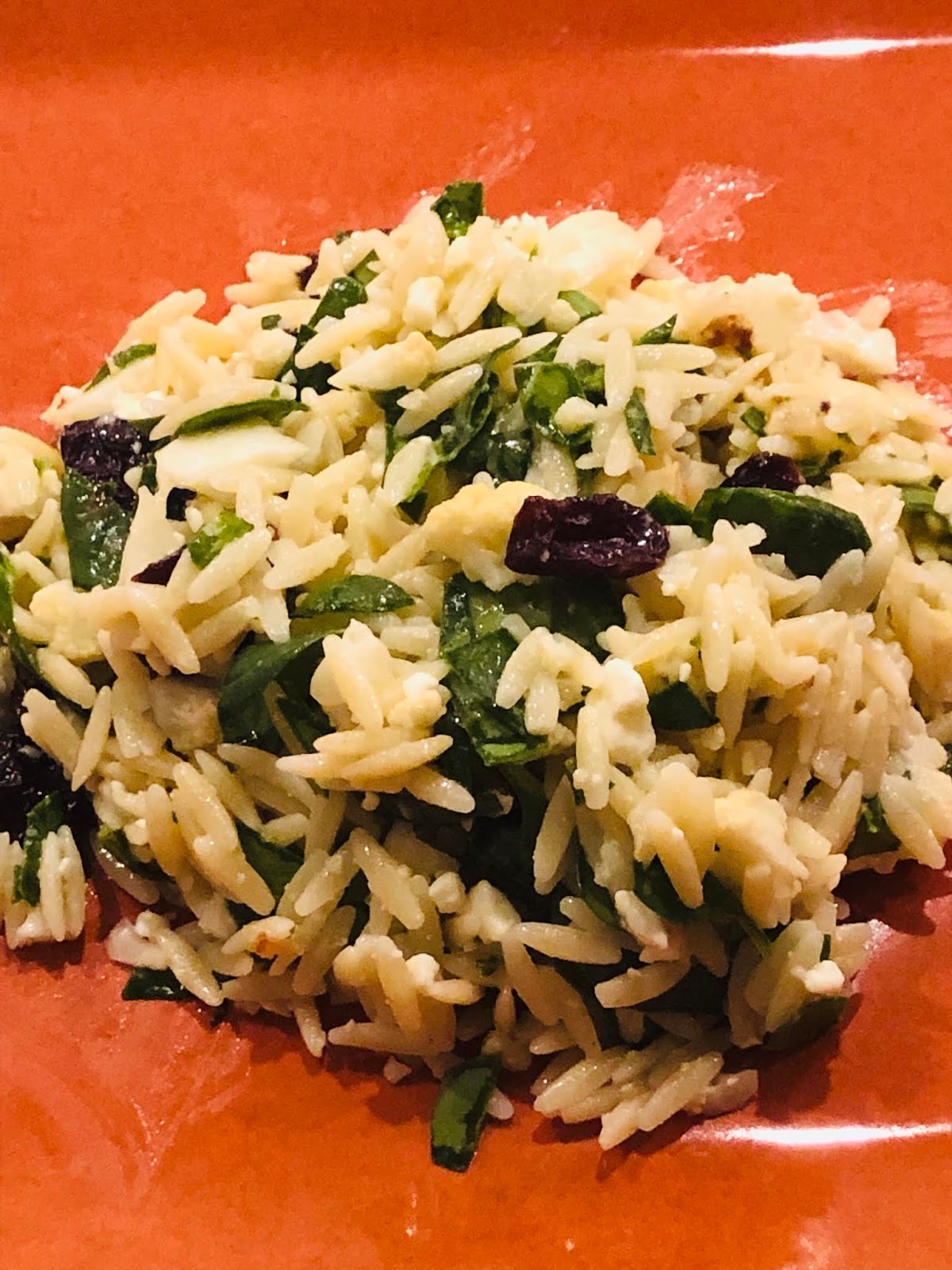 The Baker's Mann: Orzo Salad with Roasted Cauliflower, Spinach and Feta