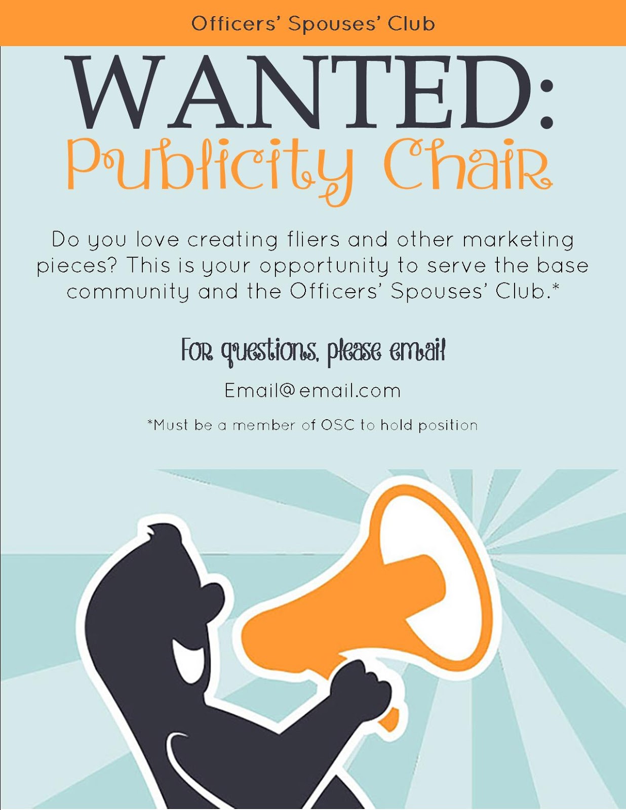B.A. in Housewifery Design Publicity Chair Wanted