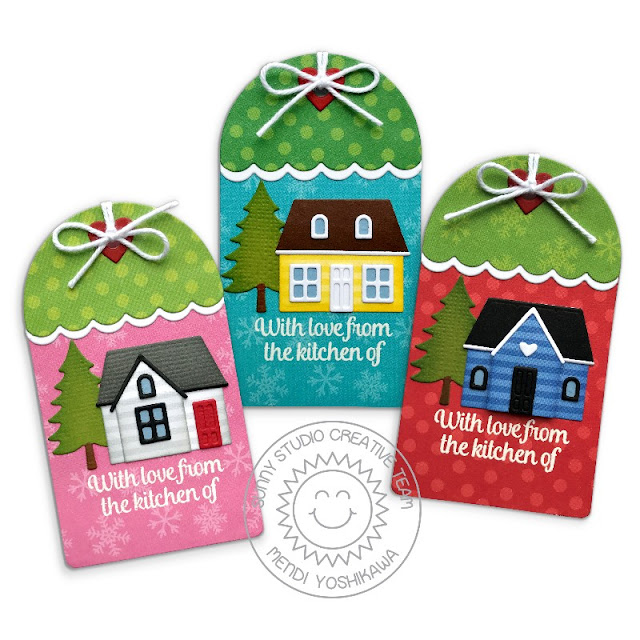 Sunny Studio Stamps: With Love From the Kitchen Of Baking House Themed Christmas Gift Tags by Mendi Yoshikawa