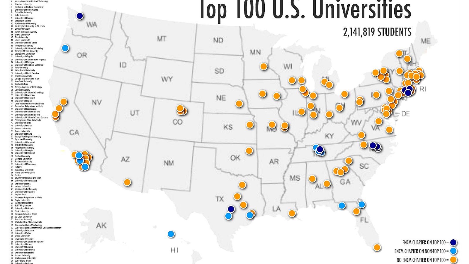 United States Map Of Colleges