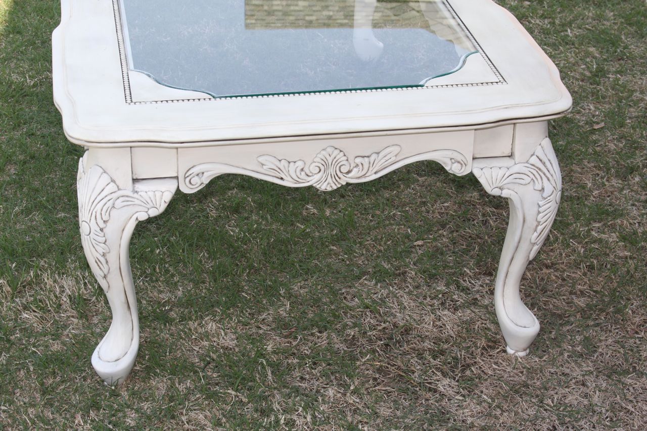 The Painted Paisley Elegant Coffee Table {white, lightly glazed}