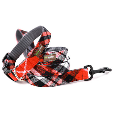GREEN RED FLANNEL PJS DOG COLLAR
