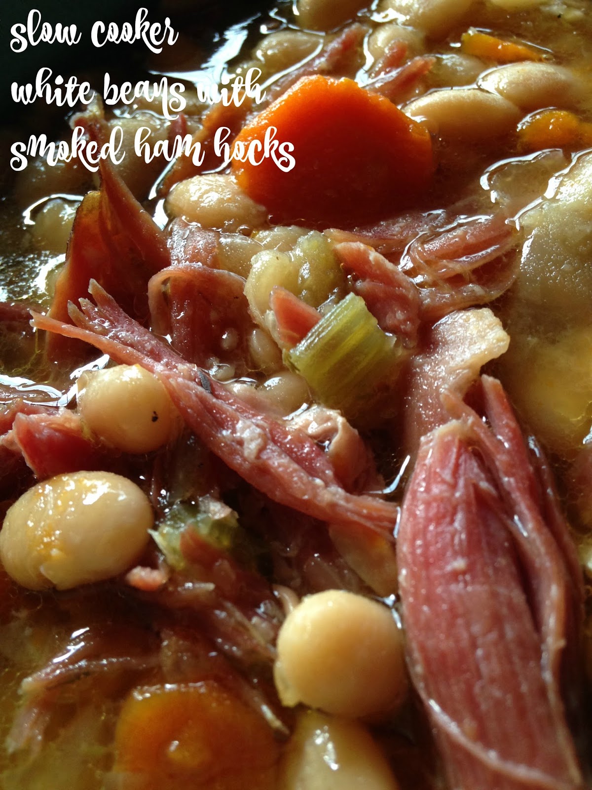Slow Cooker White Beans with Smoked Ham Hocks Turnips 2 Tangerines