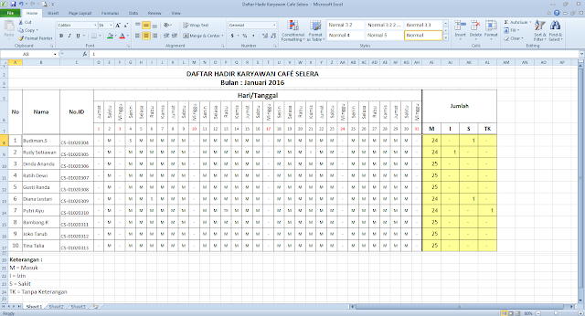 Cara Membuat Daftar Hadir Di Microsoft Excel Cari2Cara