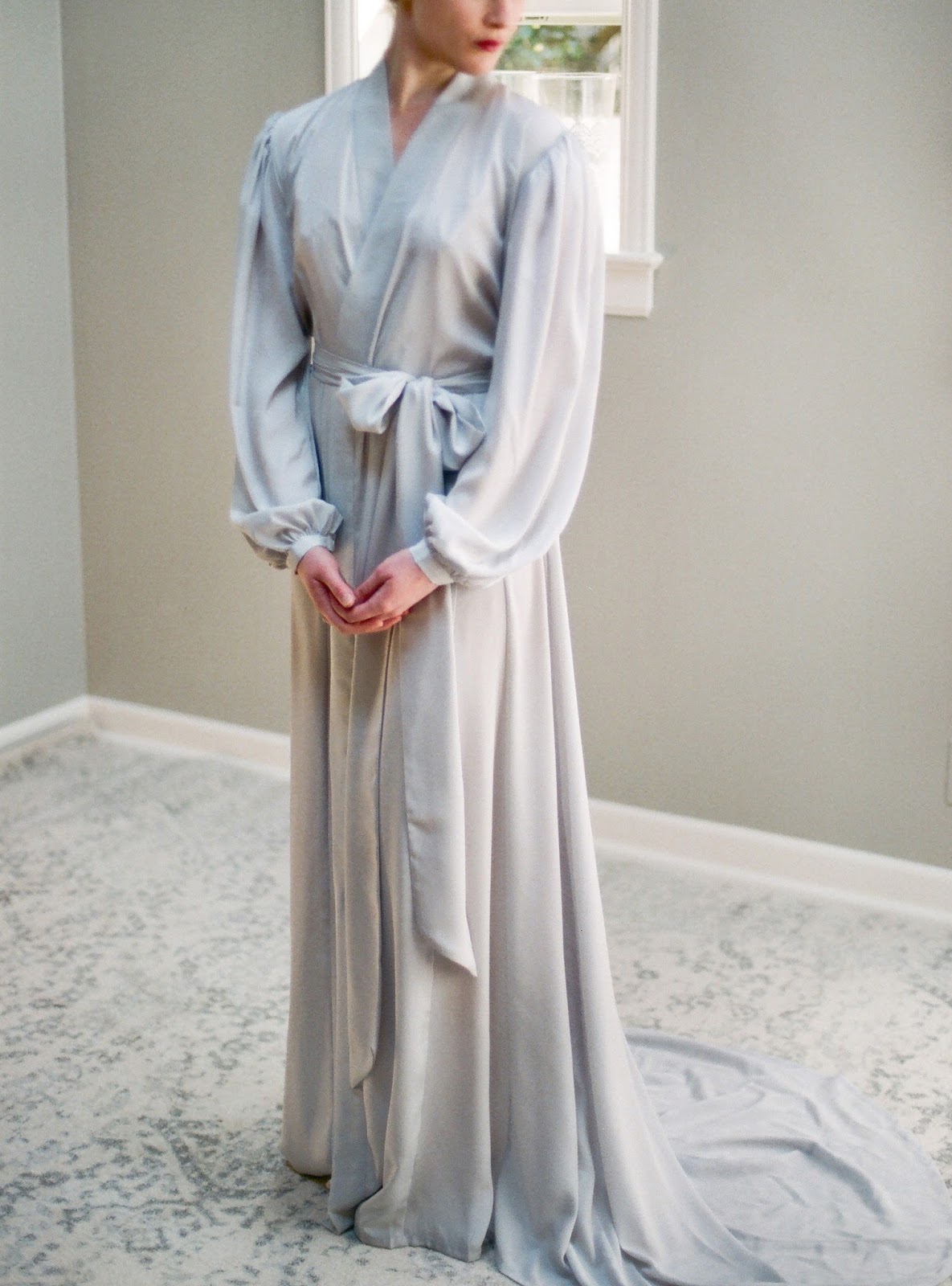 long silk robe with train