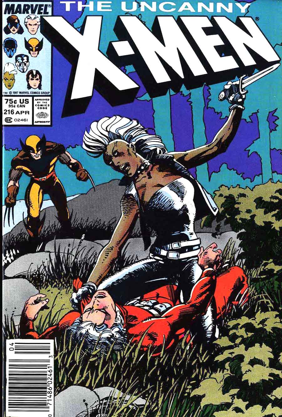 X-men #216 marvel 1980s comic book cover art by Barry Windsor Smith