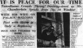 Newspaper Chamberlain Peace in our time 1938