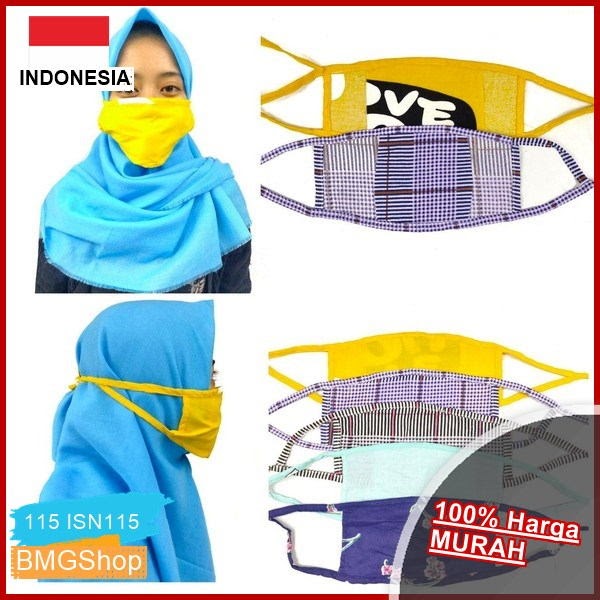ISN115 Masker Kain Tali Hijab Friendly BMGShop