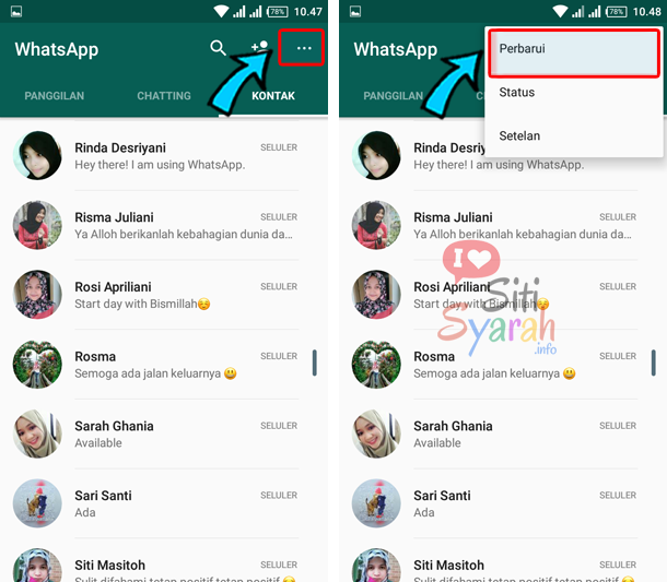 kontak whatsapp tidak otomatis muncul di android