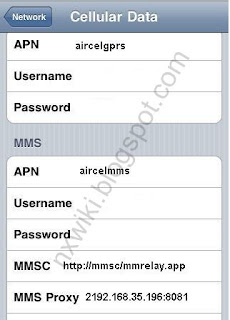 Aircel APN Settings for iPhone