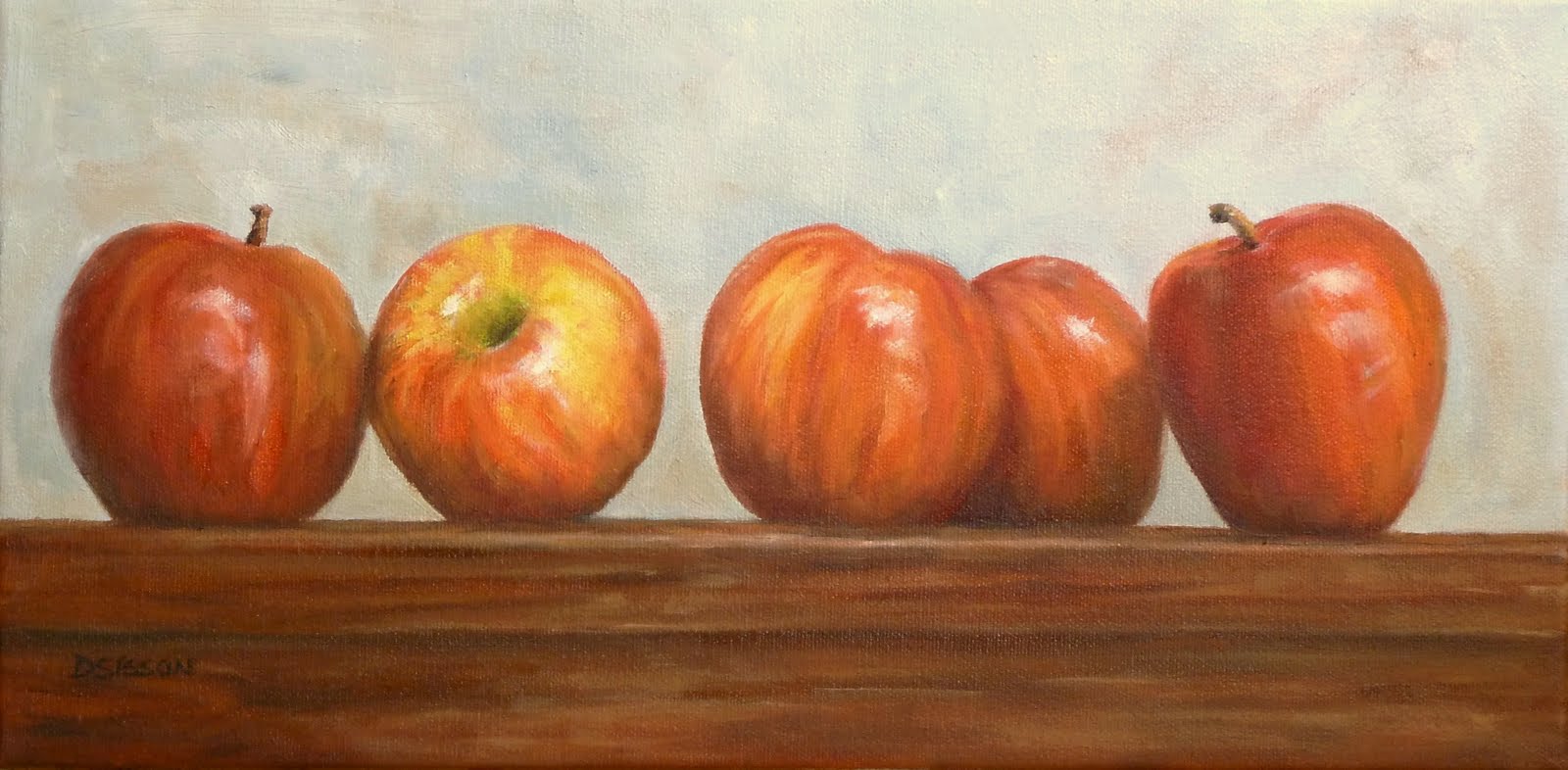 Daily Painting Projects Apple Lineup Oil Painting Still Life Fruit
