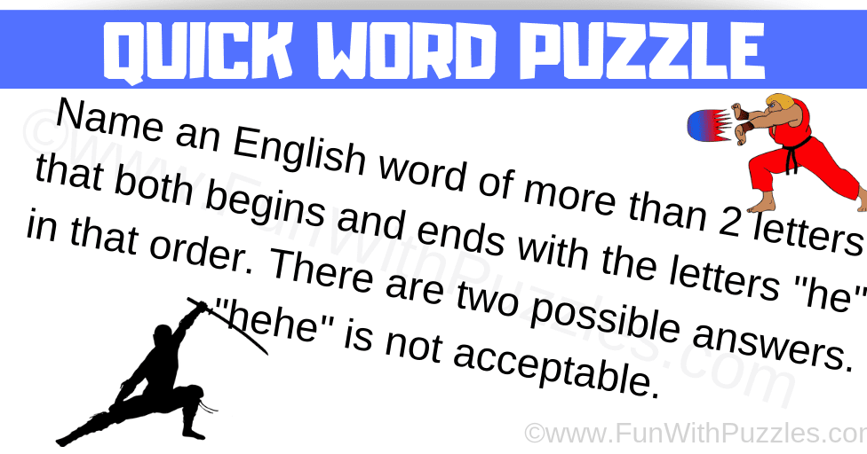 Quick Word Puzzle for Teens with Answers