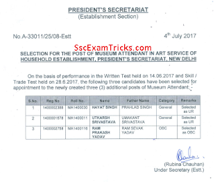 Presidents Secretariat Result