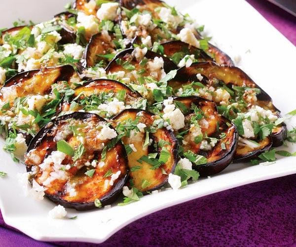 Grilled Recipes Grilled Eggplant with GarlicCumin Vinaigrette, Feta