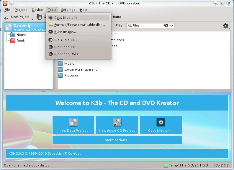 Membuat ISO Image dari CD/DVD menggunakan k3b di Kubuntu Dnaite