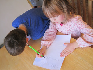 Children writing their letters to Santa