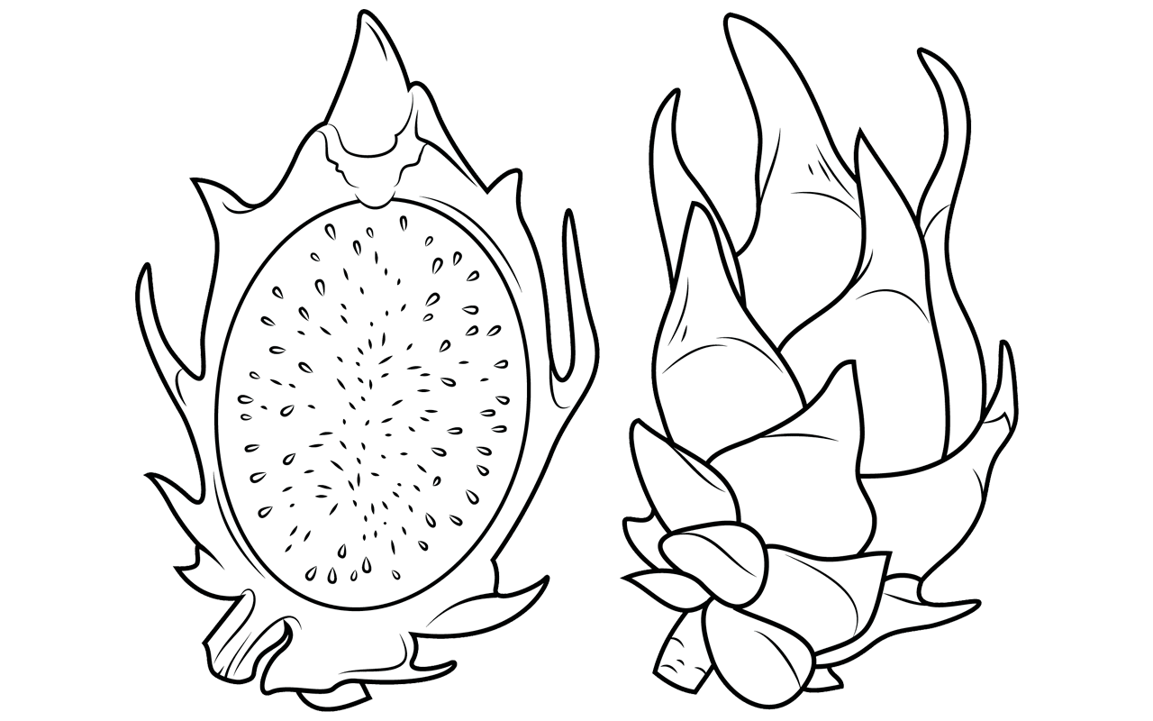 Dragon Fruit Clipart Coloring Pages