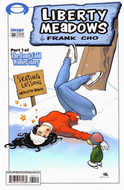 ice skating on the cover of Liberty Meadows 30 2003 by Frank Cho