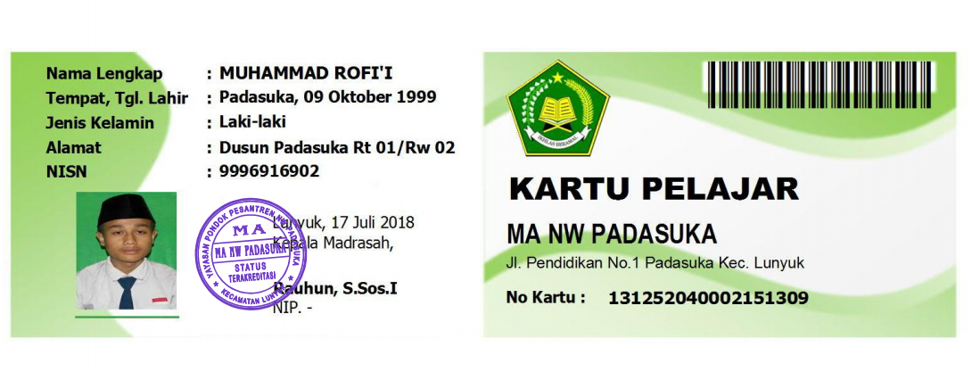 Aplikasi Cetak Kartu Pelajar Kemenag ID Aplikasi