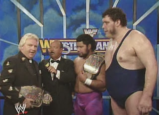 WWF / WWE: Wrestlemania 6 - The Colossal Connection (Andre The Giant and Haku w/ Bobby Heenan) are interviewed by Mean Gene Okerlund