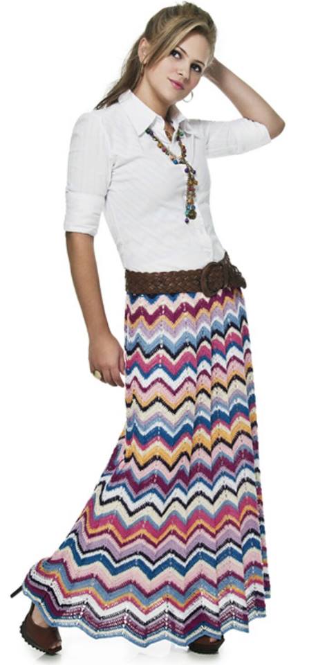 saia croche colorida