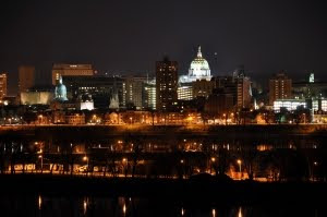 The City of Harrsiburg Pennsylvania at Night The City of Harrsiburg Pennsylvania at Night