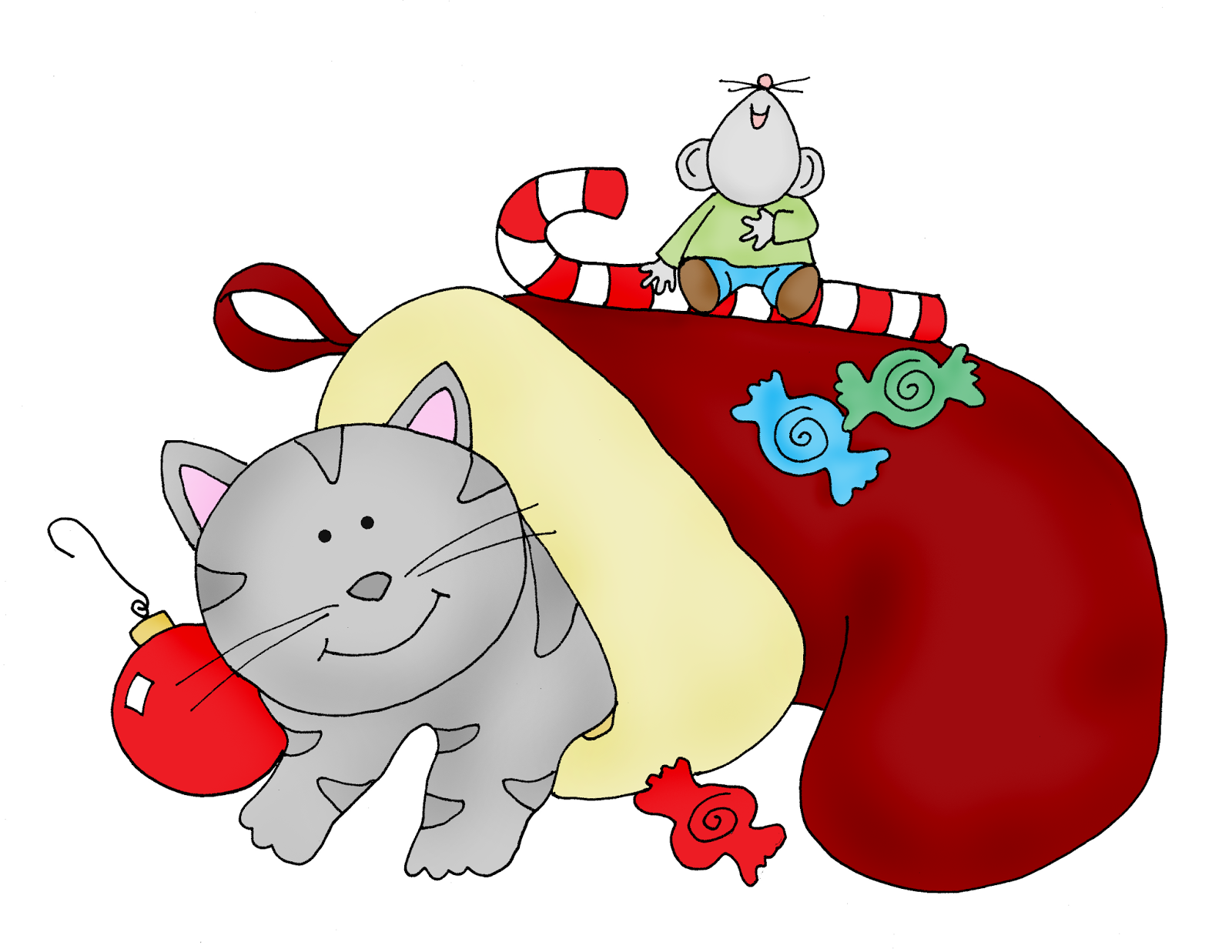 Free Dearie Dolls Digi Stamps: Cat in a Christmas Stocking