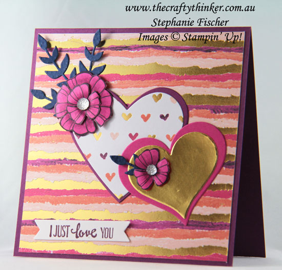 #thecraftythinker, #valentinecard, #cardmaking, #stampinup, Valentine card, Sweet & Sassy dies, Falling Flowers, Painted with Love, Stampin' Up! Australia Demonstrator, Stephanie Fischer, Sydney NSW