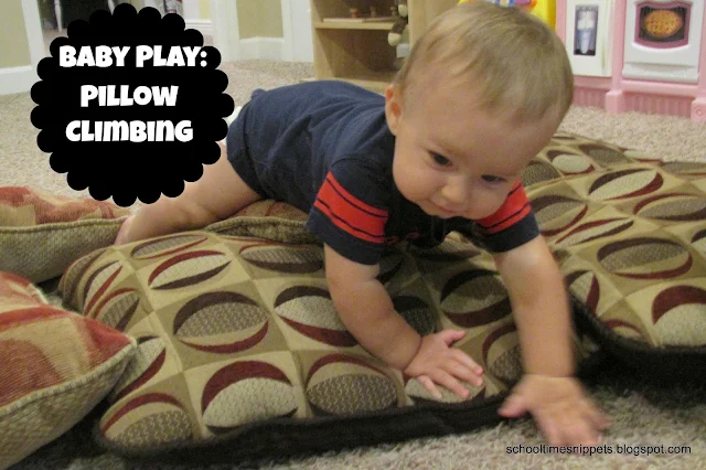 pillow climbing activity for crawling babies